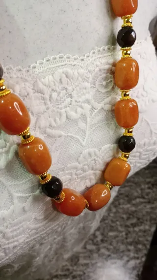 Collana pietre agata arancio e marrone