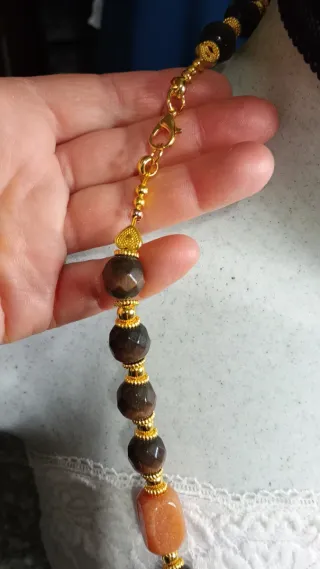 Collana pietre agata arancio e marrone
