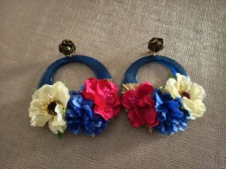 Pendientes Flamenca Flores Azul Marino