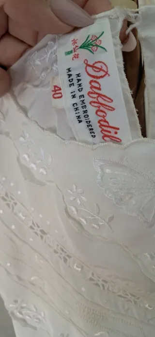 Blusa Vintage Blanca Encaje