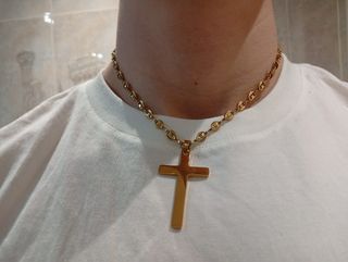 Conjunto Collar y Pulsera Cruz chapado en Oro 18K