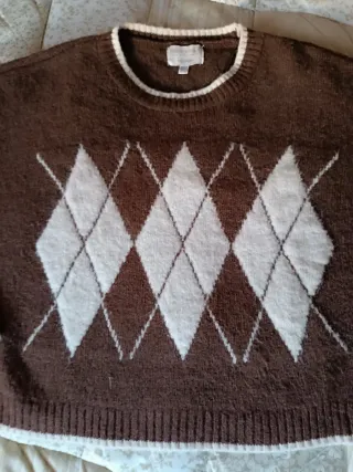 Jersey de rombos marrón y beige