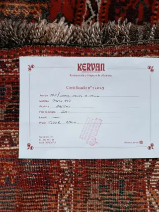 AUTENTICA ALFOMBRA ANTIGUA  IRANI CON CERTIFICADO