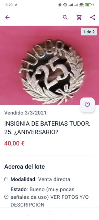 Insignia Tudor 25 Años