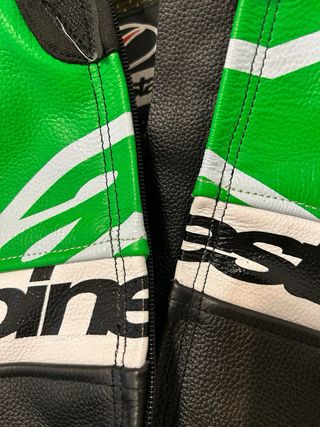 Mono de cuero Alpinestars verde y negro