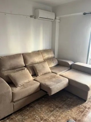 Sofá chaise longue extensible beige