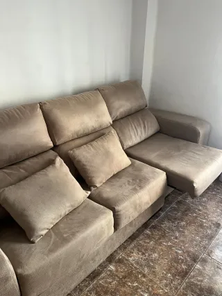 Sofá chaise longue extensible beige