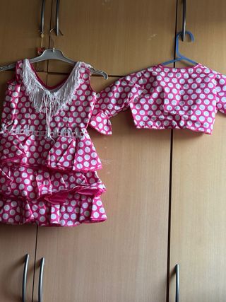 Vestido Flamenca Niña Lunares Rosa