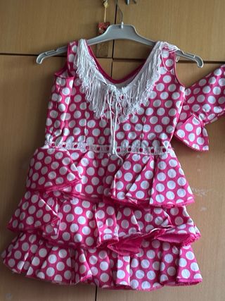 Vestido Flamenca Niña Lunares Rosa