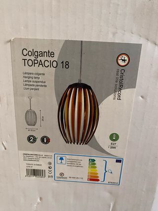 Lámpara colgante cristal ámbar y metal