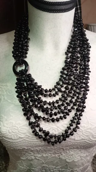 Collana multifilo onice nero