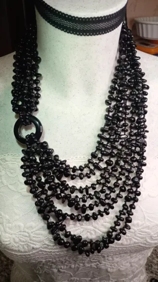 Collana multifilo onice nero