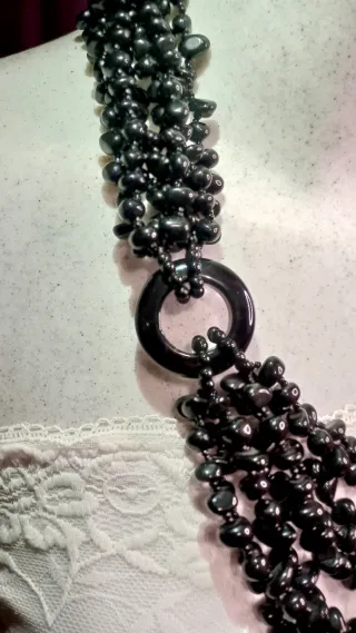 Collana multifilo onice nero