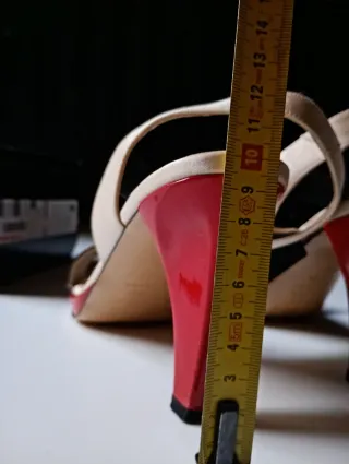 Sandalias Enric Navarro Beige y Rojo Tacon