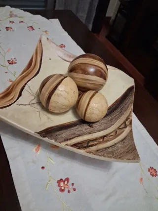 Centro de mesa decorativo cerámica y madera