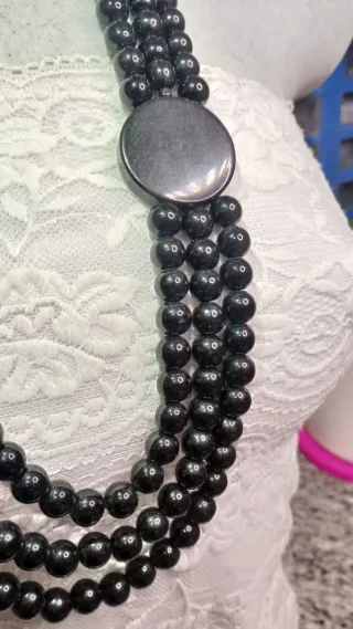 Collana con perle di onice nero