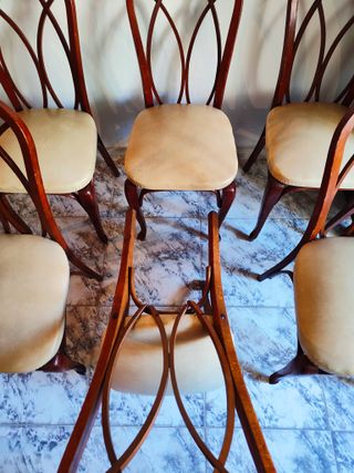 6 Sillas Madera Clásicas Años 50