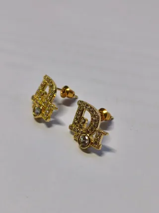 Pendientes Dior Dorados con Circonitas