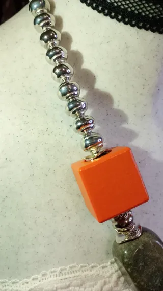 Maxi collana con agata e legno