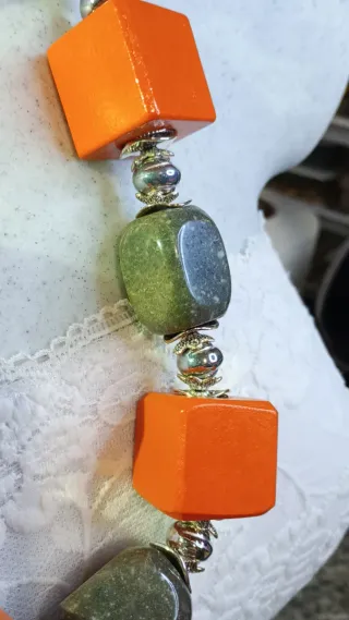 Maxi collana con agata e legno