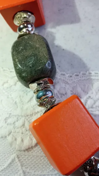 Maxi collana con agata e legno