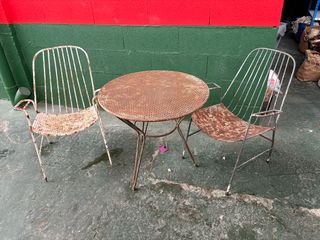 Juego de jardín vintage: 2 sillas y mesa