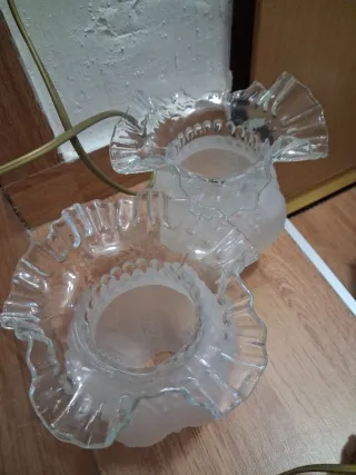 Juego 2 Lámparas Mesita Cristal y Metal