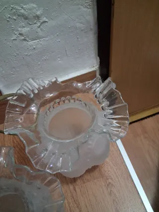 Juego 2 Lámparas Mesita Cristal y Metal