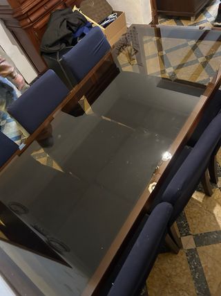Mesa comedor cristal y 6 sillas