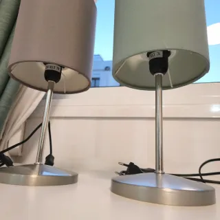 2 Lámparas Mesita Noche Gris y turquesa