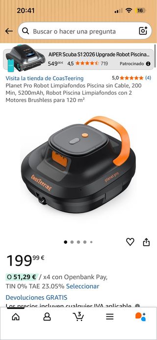 Robot Limpiafondos CoasTeering Planet Pro