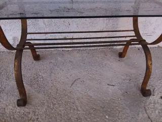 Mesa Centro Forja y Cristal Dorada