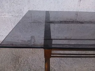 Mesa Centro Forja y Cristal Dorada