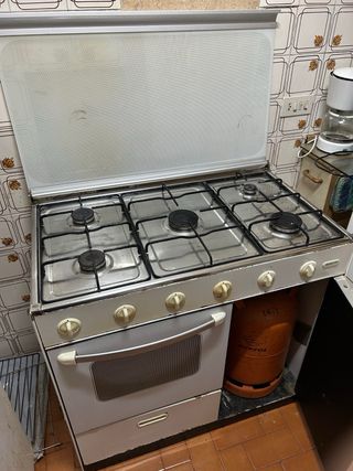 Cocina de gas con horno y 5 fuegos