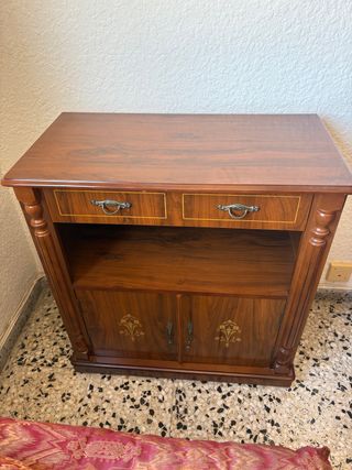 Mueble bajo TV o consola madera con cajón y puerta