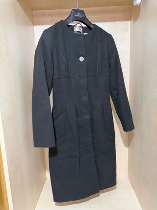 Abrigo negro lana hecho a mano S entallado