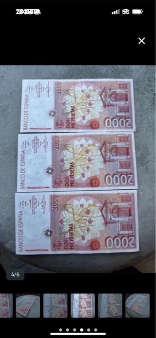 3 Billetes 2000 Pesetas correlativos
