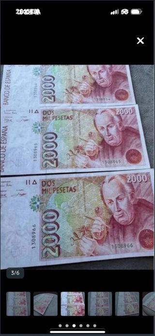 3 Billetes 2000 Pesetas correlativos