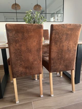 Pack de 5 Sillas de comedor de ante y madera