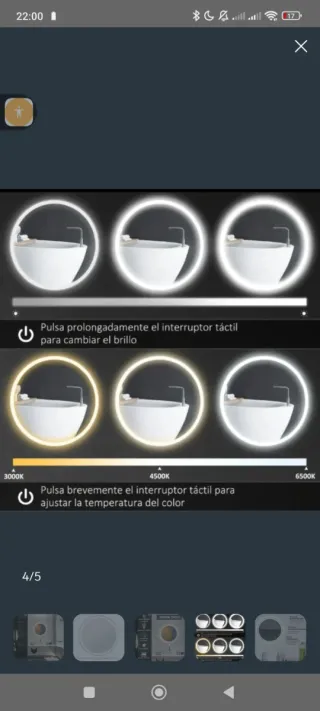 Espejo LED Redondo 60 cm diámetro Kleankin