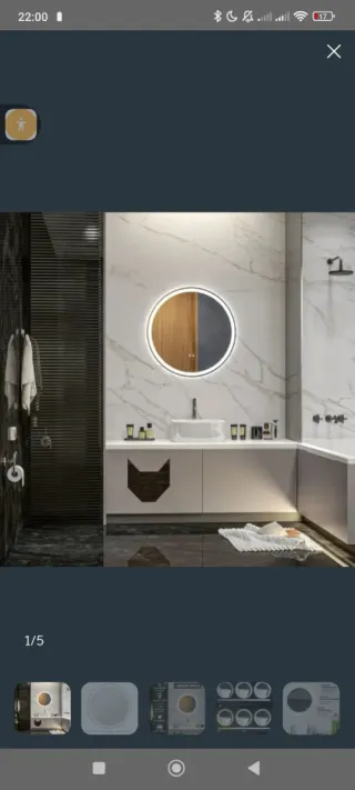 Espejo LED Redondo 60 cm diámetro Kleankin