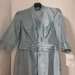 Elegante abrigo organza fiesta azul Talla 42