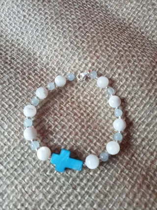 Juego Comunión Decenario y Pendientes Plata