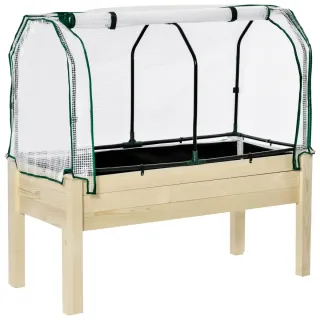 Huerto Elevado Madera 121x55x117 cm con Invernader