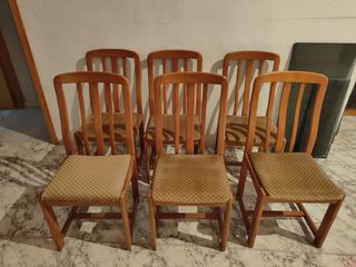 6 Sillas Comedor Madera Cerezo Años 80