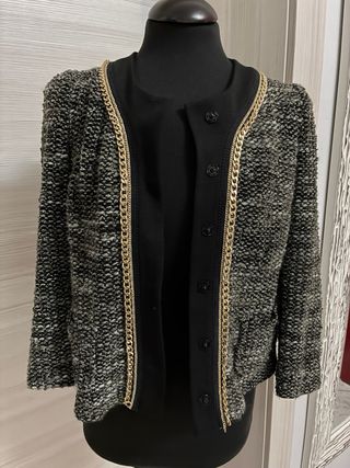 Golfino donna con catena oro e grigio