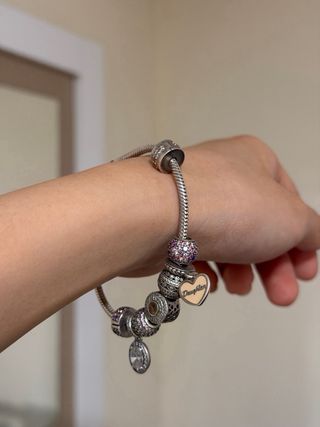 Pulsera Pandora Plata con Charms Morados