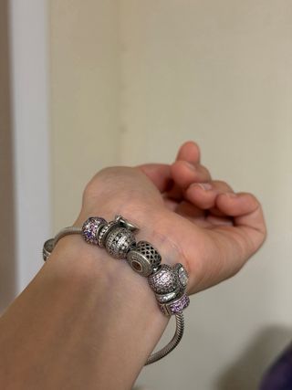 Pulsera Pandora Plata con Charms Morados