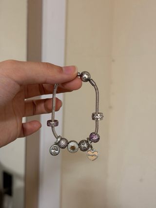 Pulsera Pandora Plata con Charms Morados