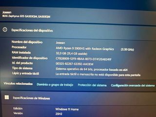 Portátil Asus Ryzen 9 RTX 3060